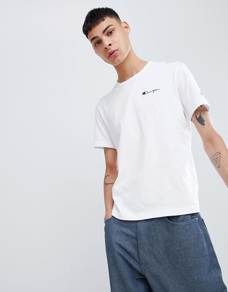Champion t-shirt with small script logo in white - White