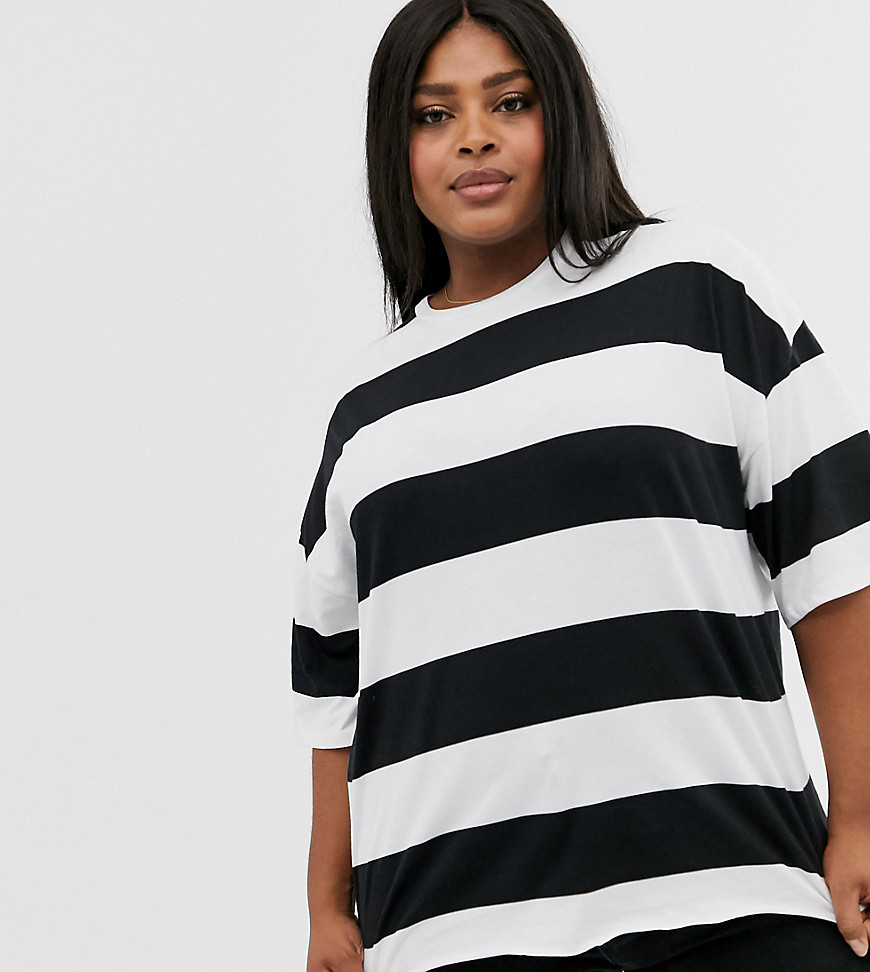 ASOS DESIGN Curve oversized crop t-shirt in stripe