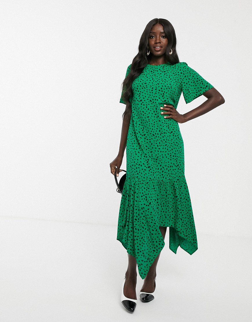 Nobody's Child tiered maxi dress in green spot print