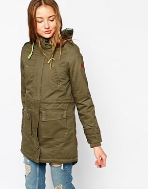 Bellfield Hooded Parka Jacket With Contrast Lining