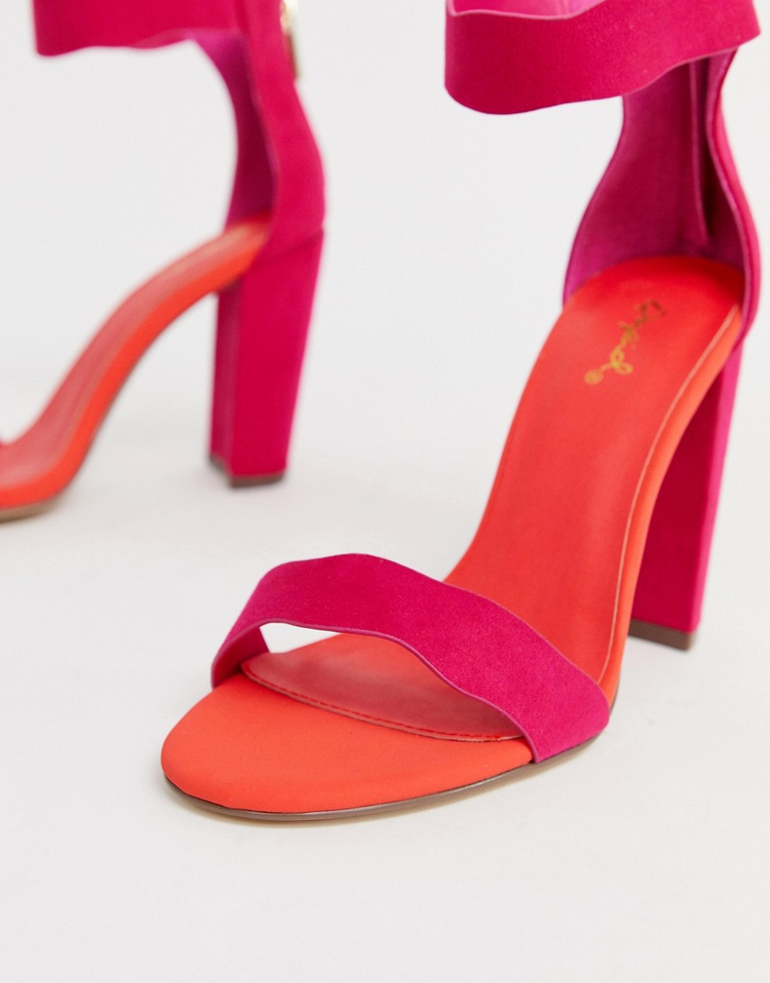 Qupid scalloped block heeled sandals