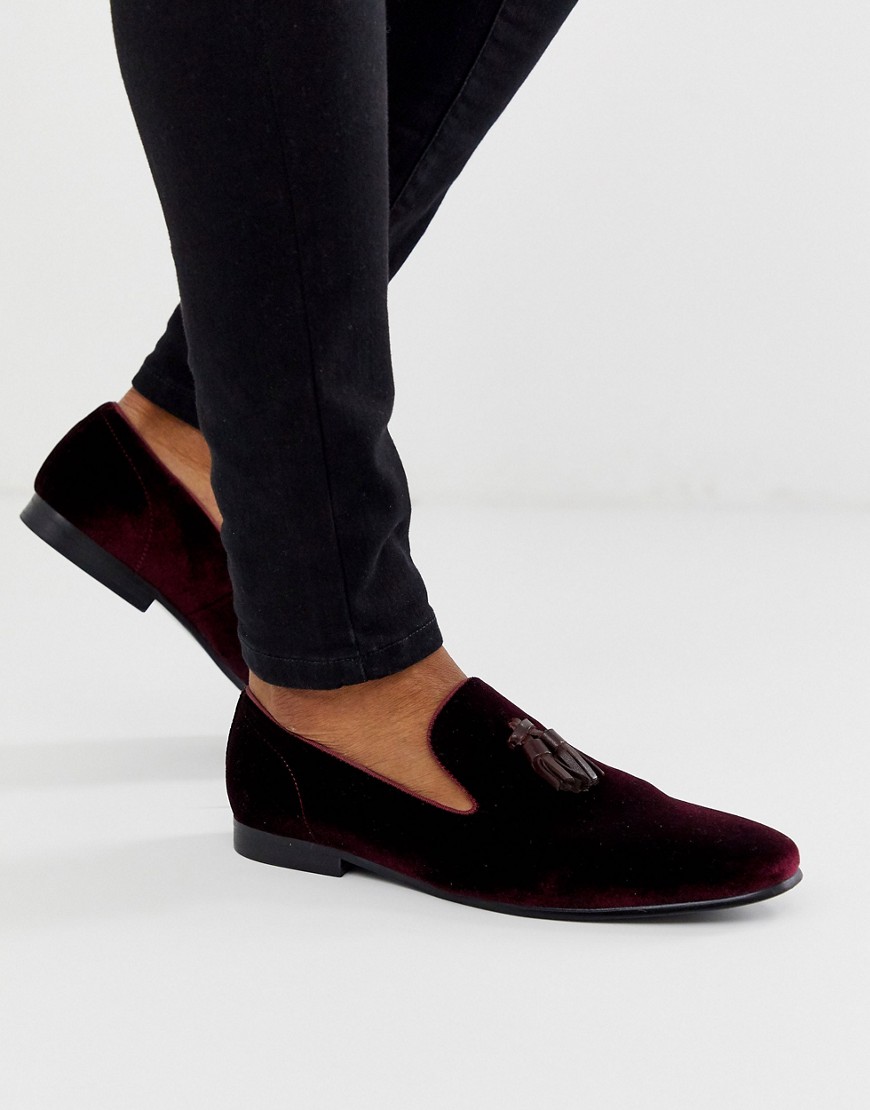 Office imperial velvet slipper loafers in burgundy