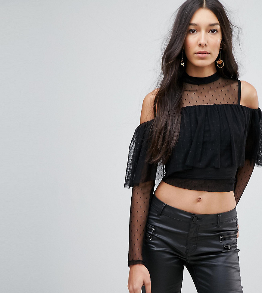 TFNC Tall Tulle Mesh Top with Tie Back