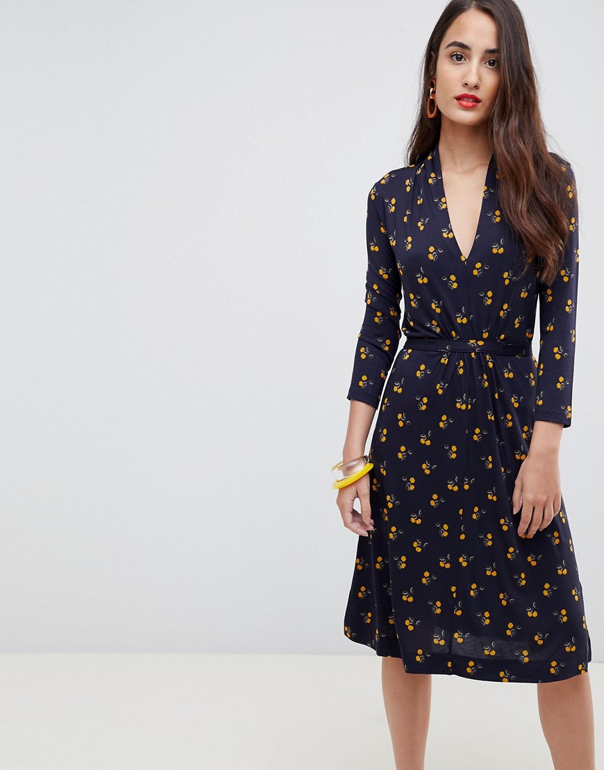 French Connection Aventine Jersey Wrap Dress - Utility blue
