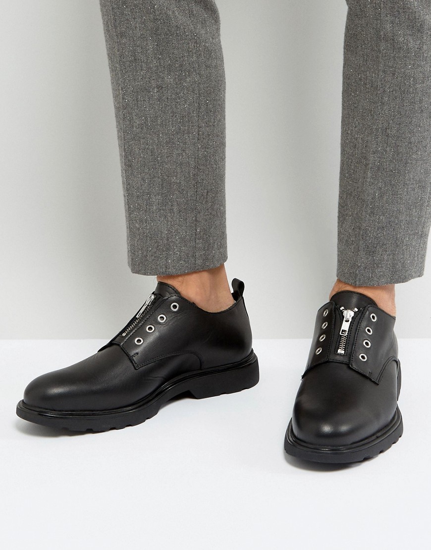Кожаные туфли с люверсами Zign - Черный 