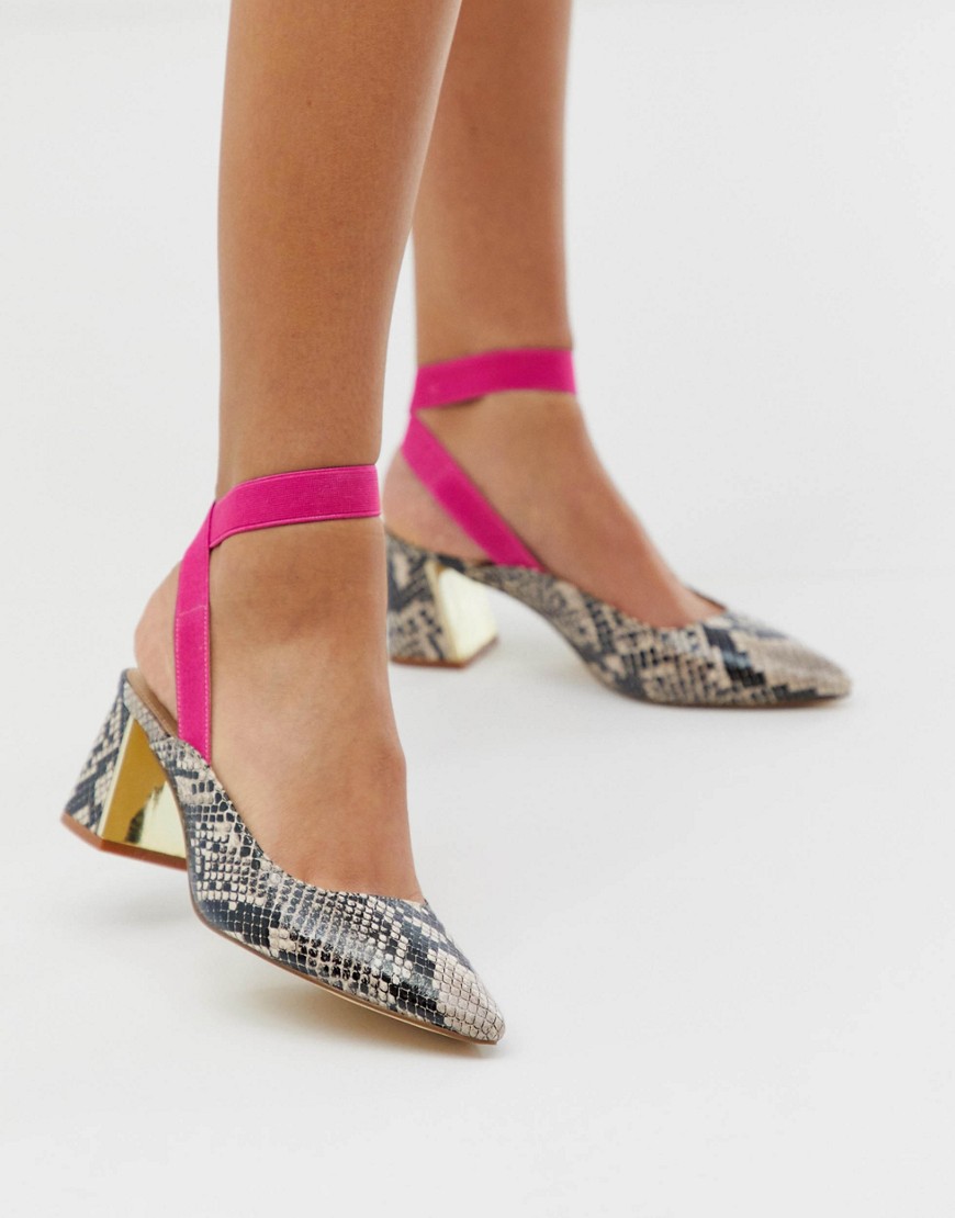 Truffle Collection pointed mid heels in snake