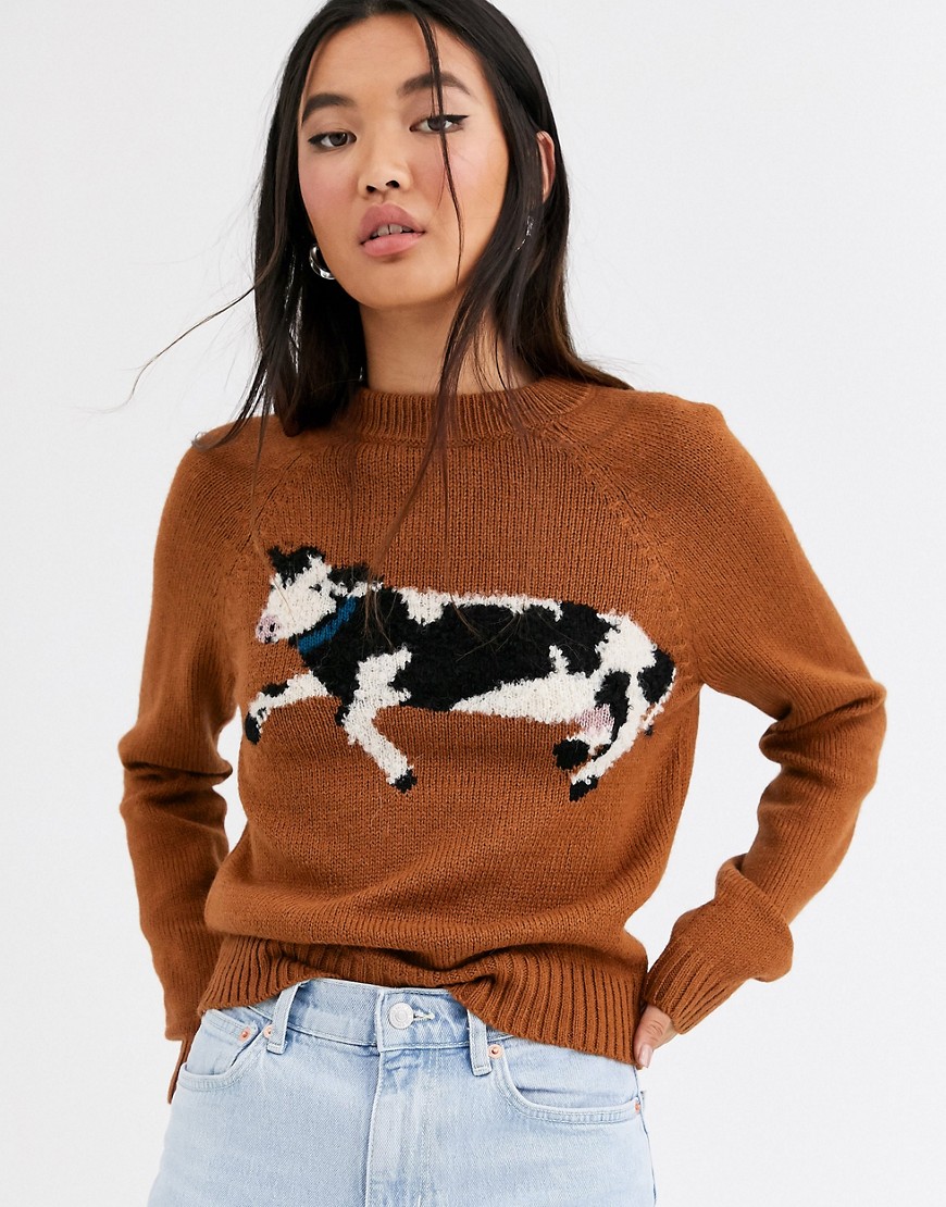 Rachel Antonoff bessie raglan cow print jumper
