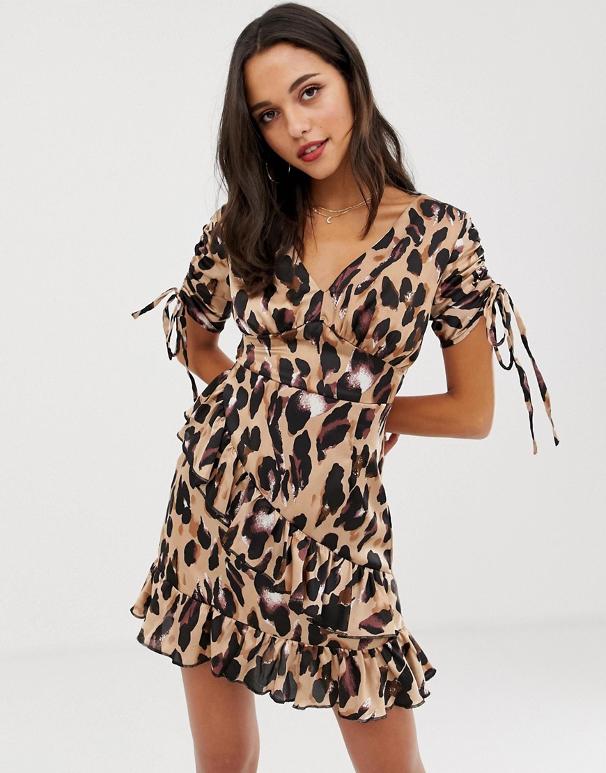 Forever Unique leopard satin mini dress
