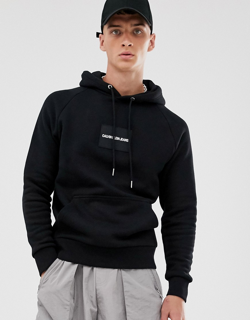 Calvin Klein Jeans overhead hoodie in black/white with small chest logo