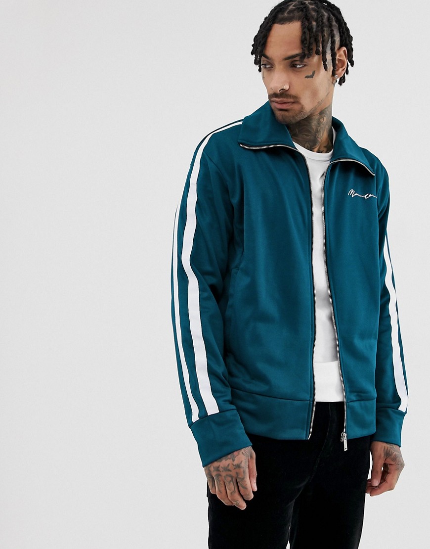 Mennace Track Jacket With Taping In Teal