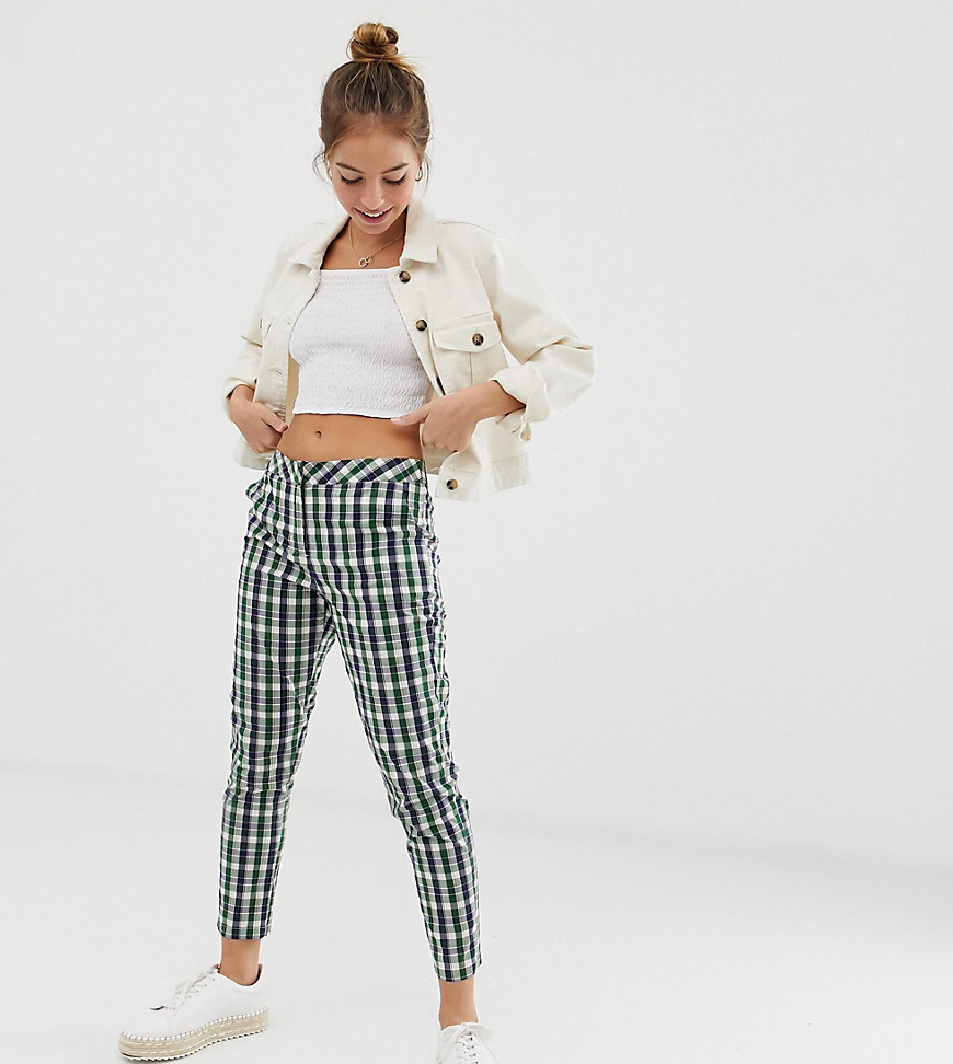 Glamorous Petite cigarette trousers in gingham