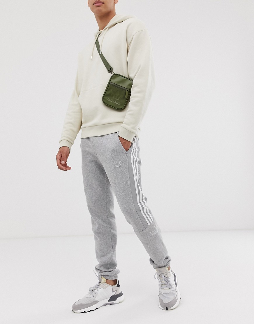 adidas Originals joggers with trefoil print in grey