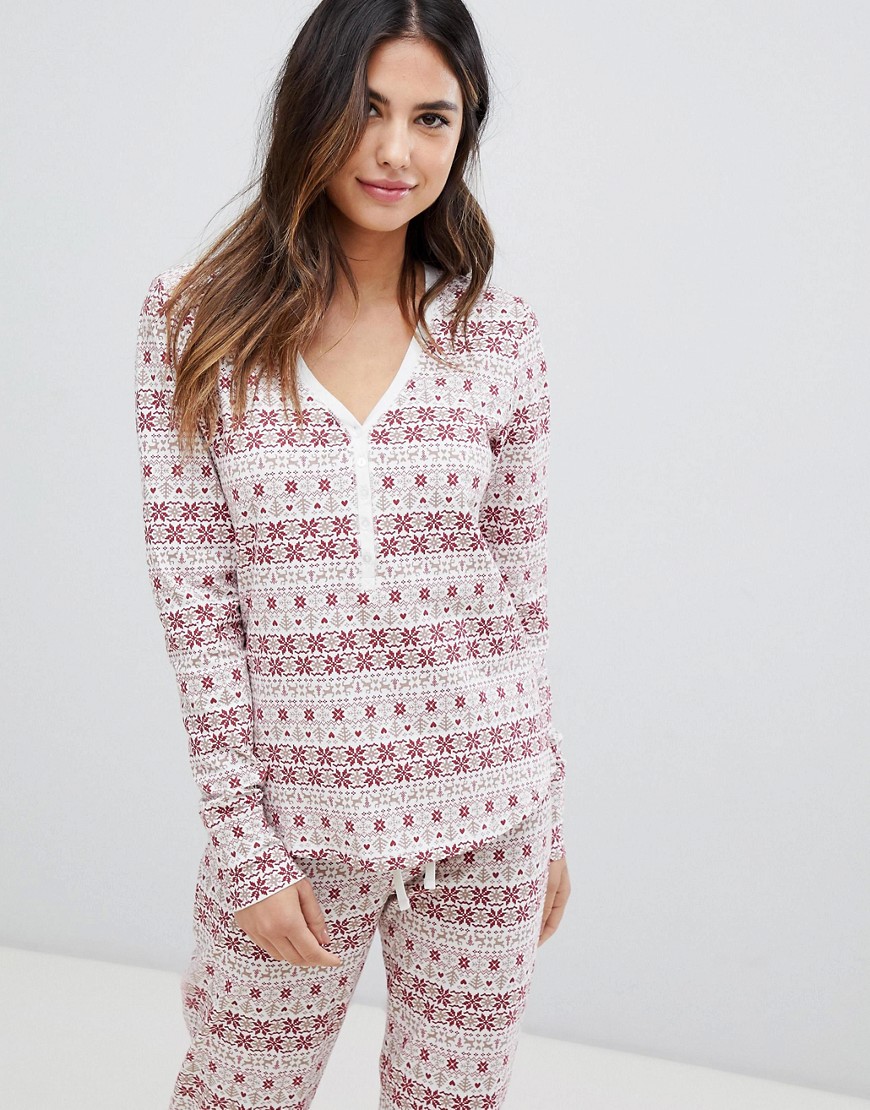 Lindex Claren fairisle long sleeve pyjama top