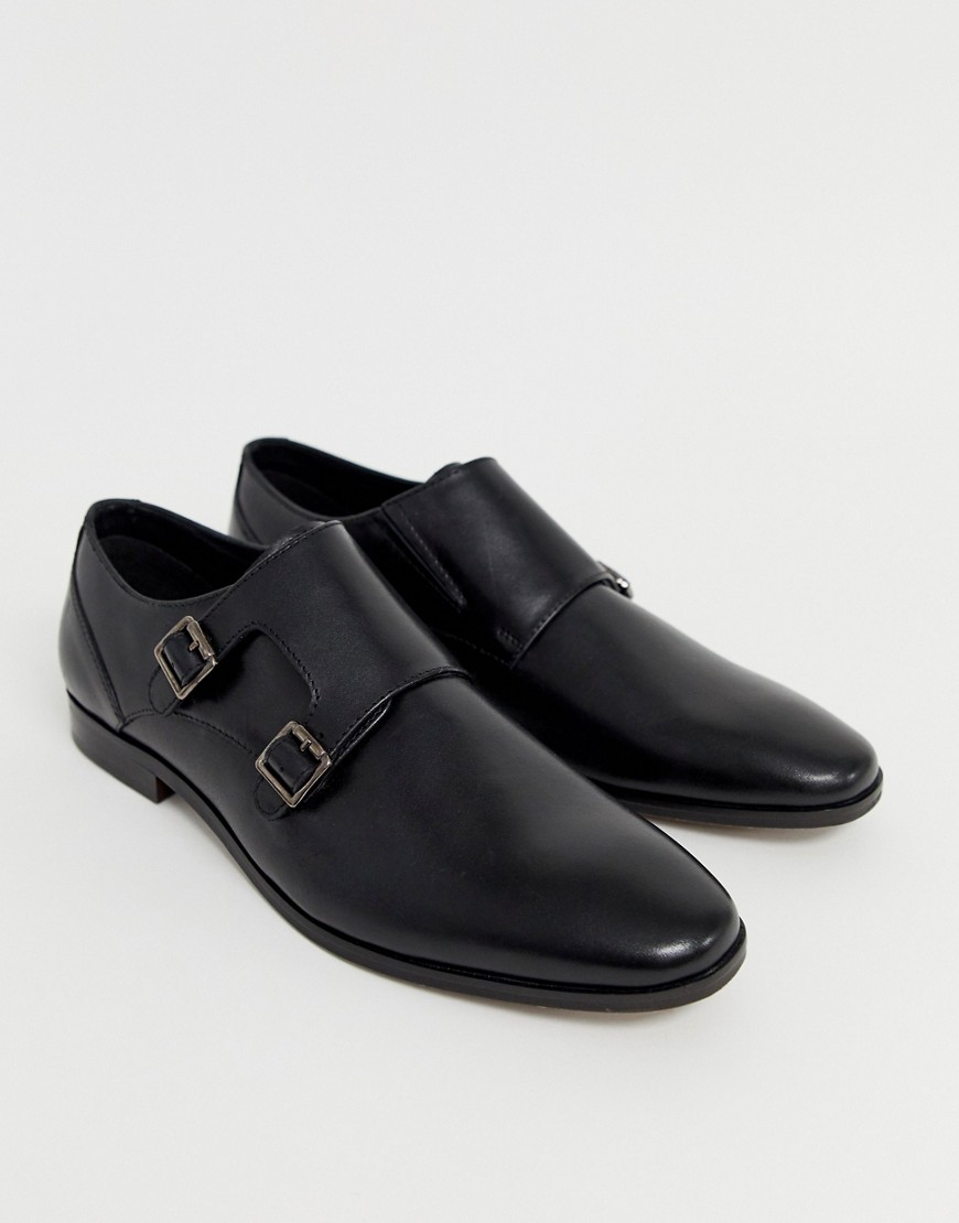 Pier One monk shoes in black leather