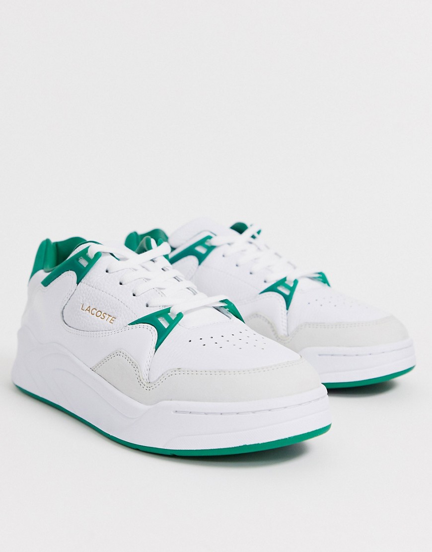 Lacoste Court Slam chunky trainers in white and green