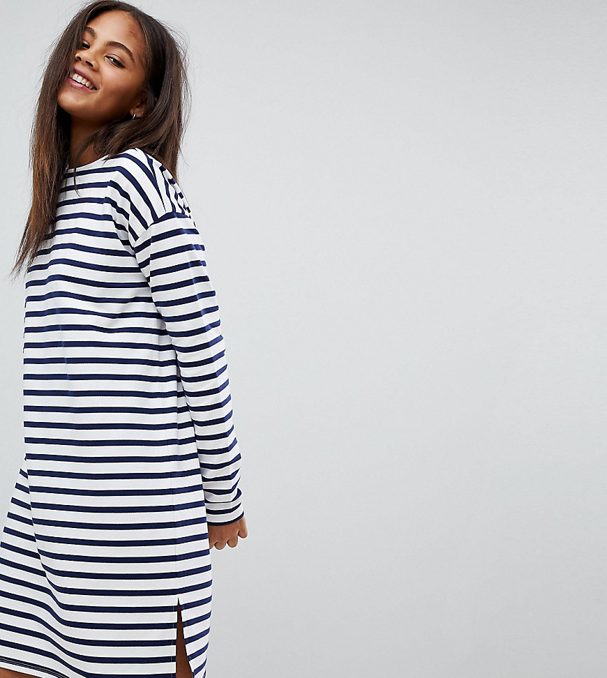 ASOS DESIGN Tall sweat dress in stripe with long sleeves