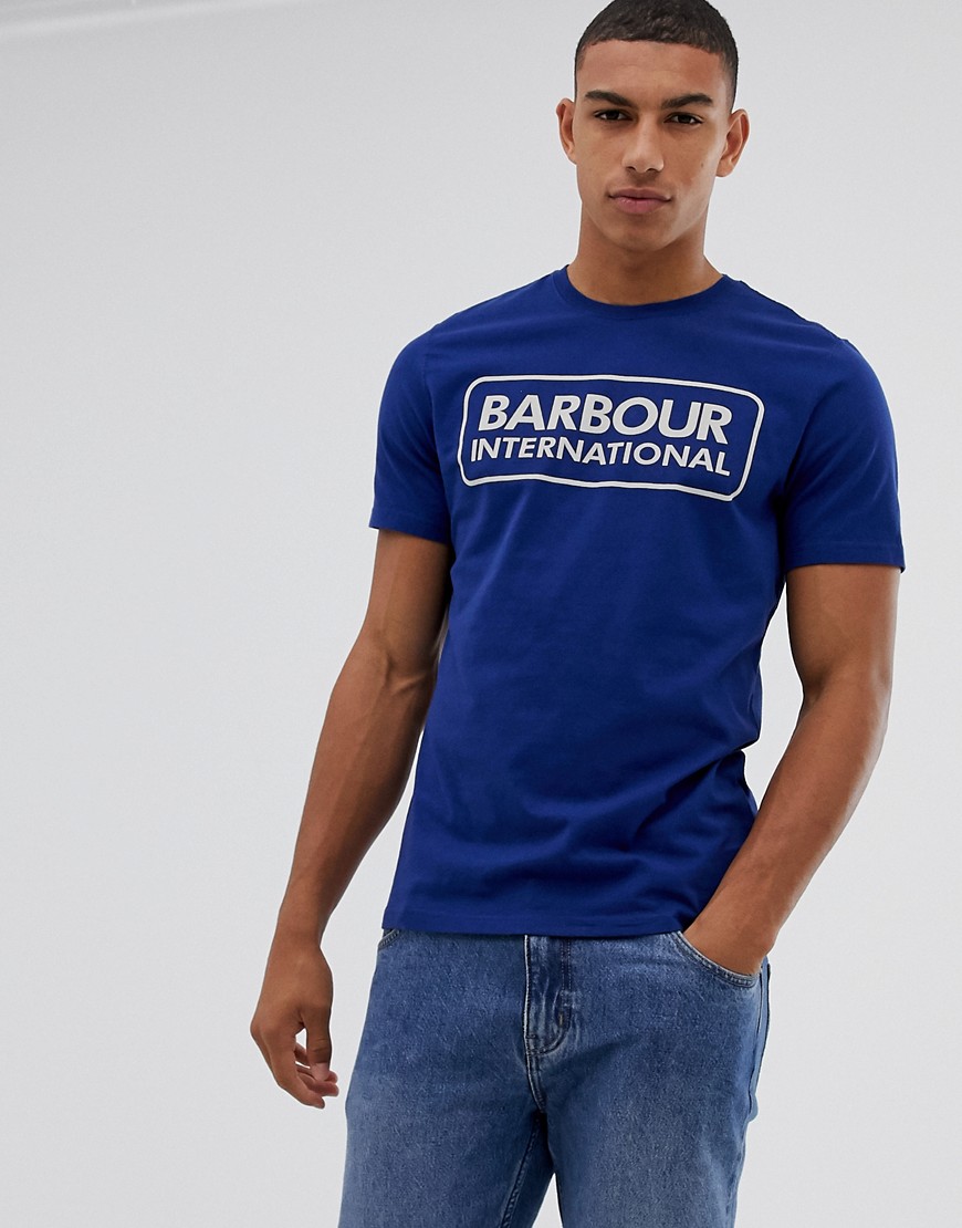 Barbour International essential large logo t-shirt in blue