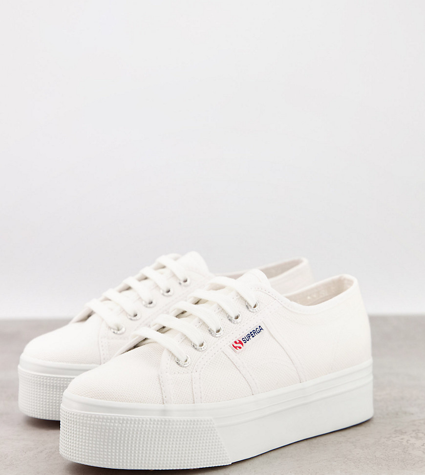 Superga 2790 Linea flatform chunky trainers in white canvas