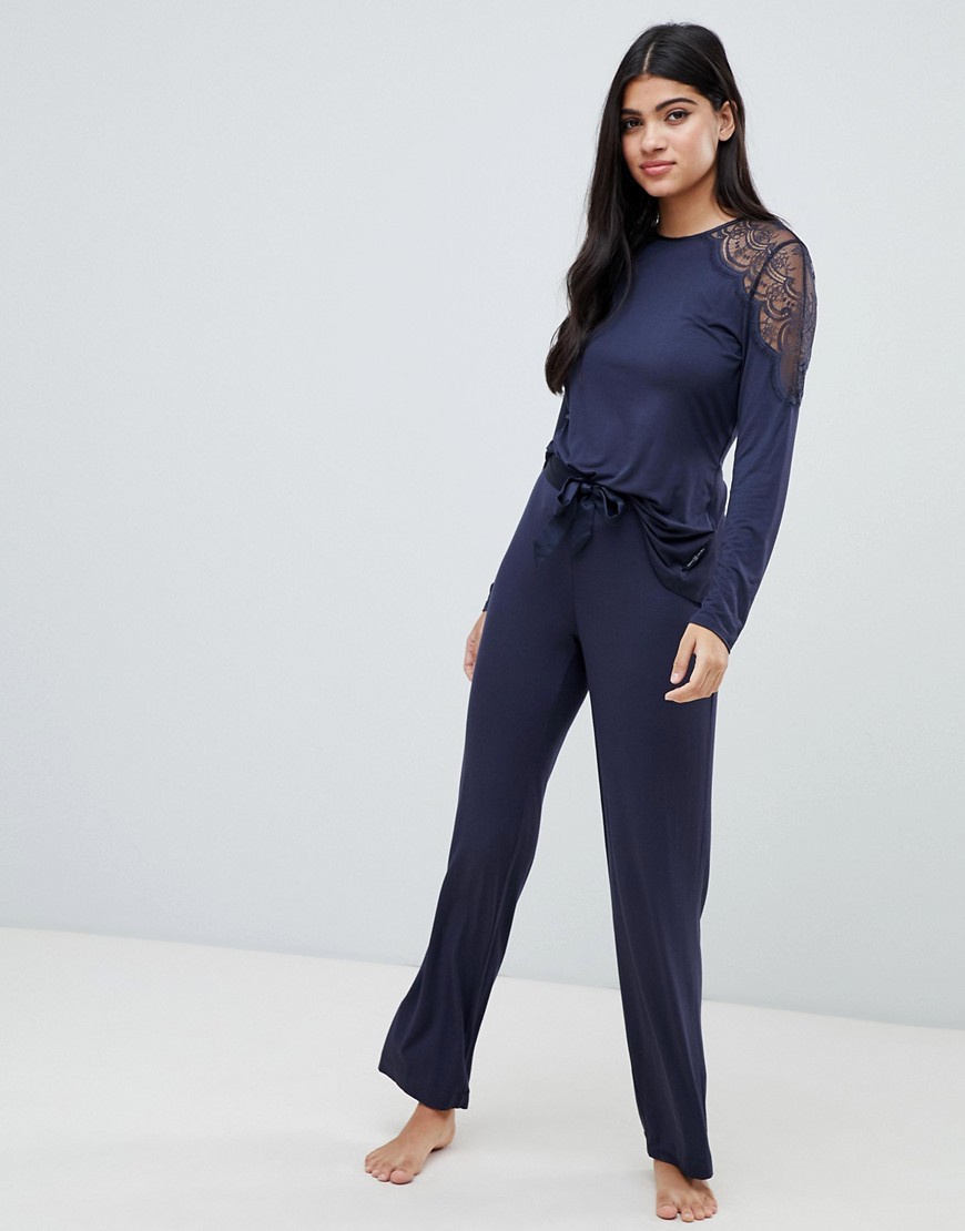 B By Ted Baker Signature Jersey & Lace Pant - Navy