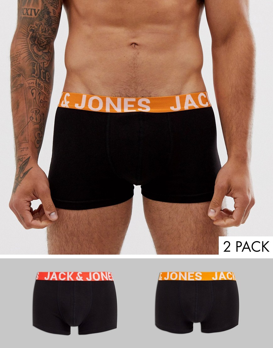 Jack & Jones 2 pack trunks with contrast waistband