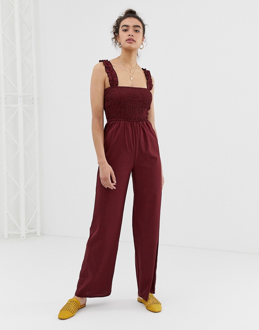 Emory Park ruched top jumpsuit in check