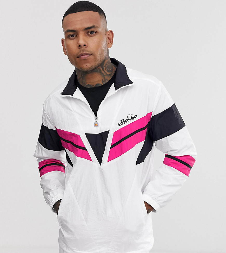 Ellesse Luigi shell suit panel track top in white exclusive at ASOS