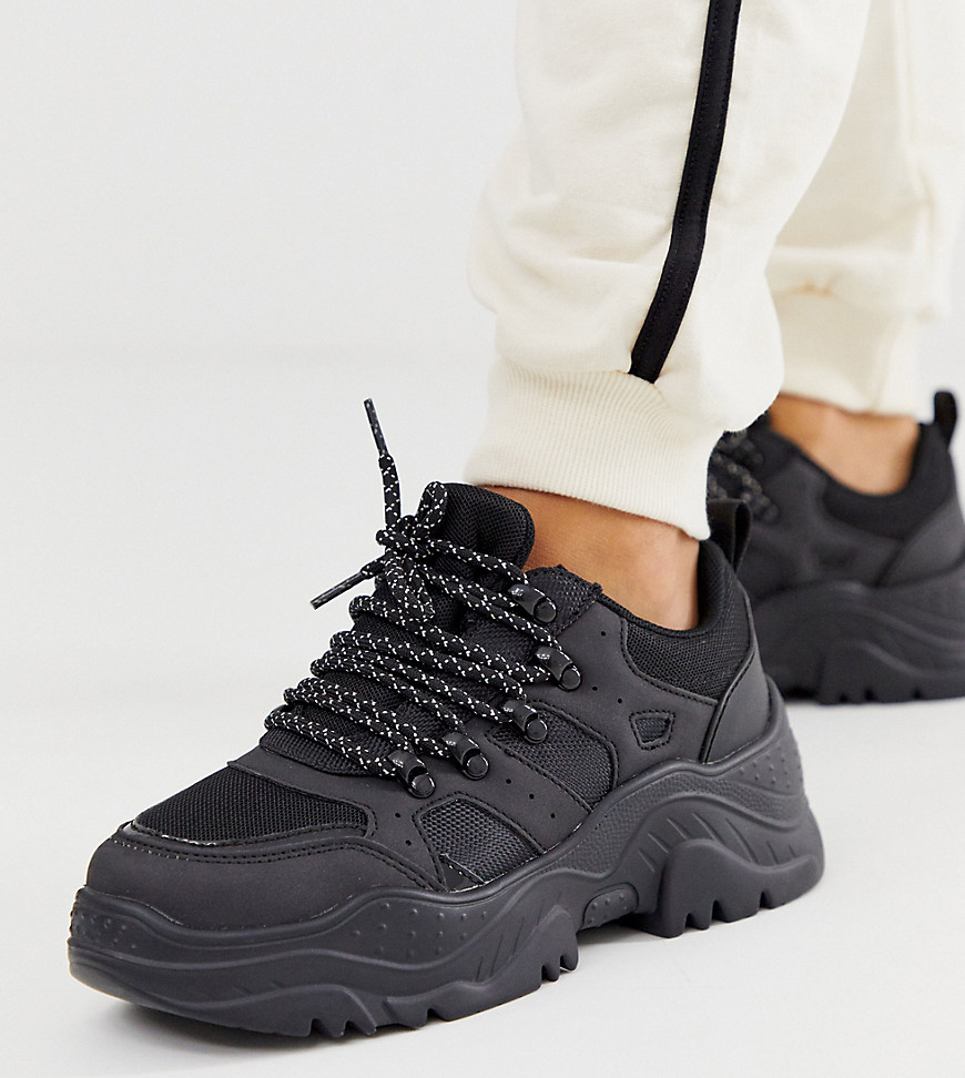 ASOS DESIGN Wide Fit Distinct chunky trainers in black