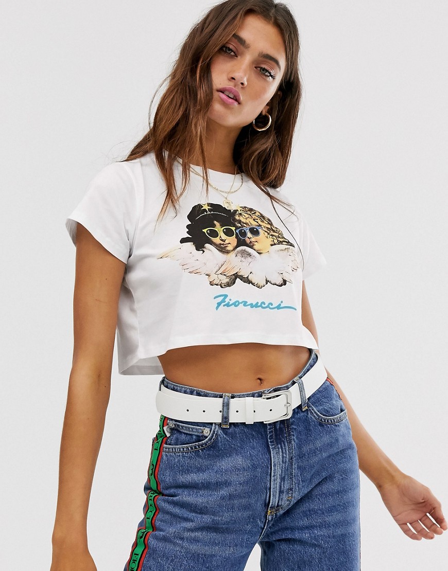 Fiorucci Vintage Angels Cropped T-shirt In White