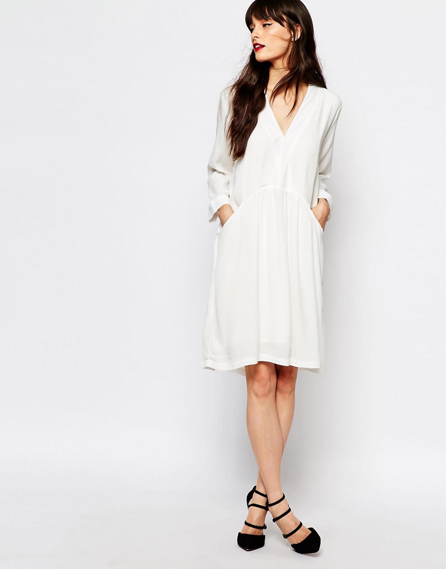 Just Female | Just Female Lola Smock Dress in White at ASOS
