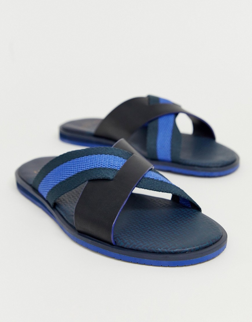Ted Baker Bowdus sliders in blue leather
