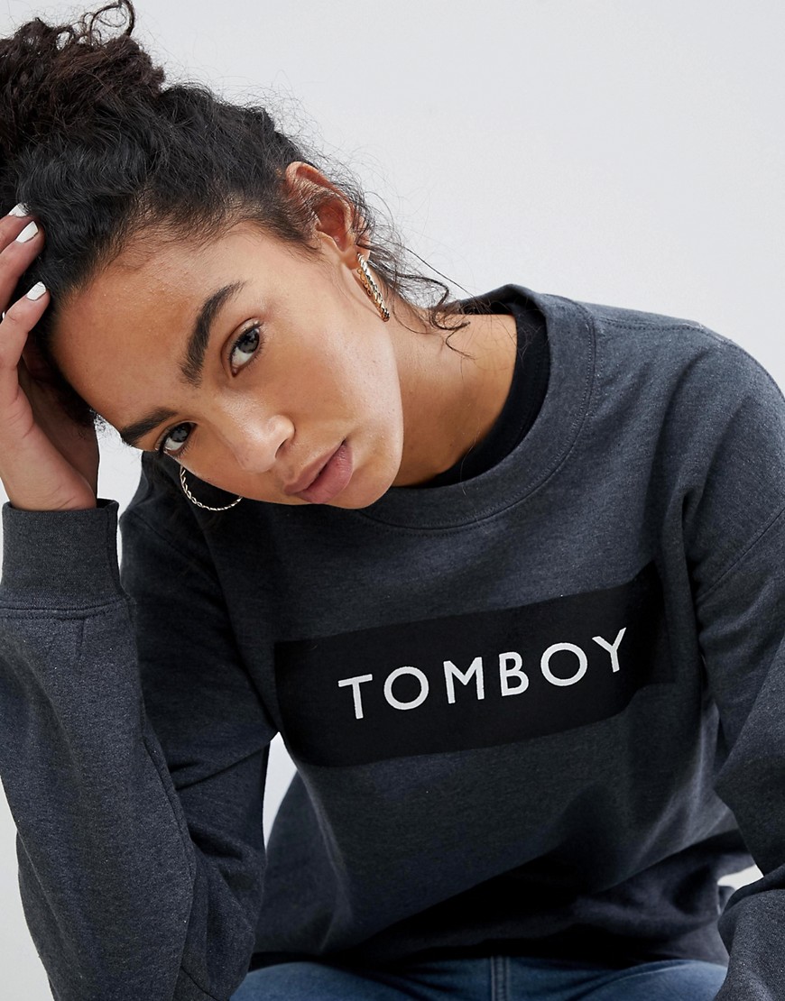 Adolescent Clothing Tomboy Sweatshirt - Grey/black