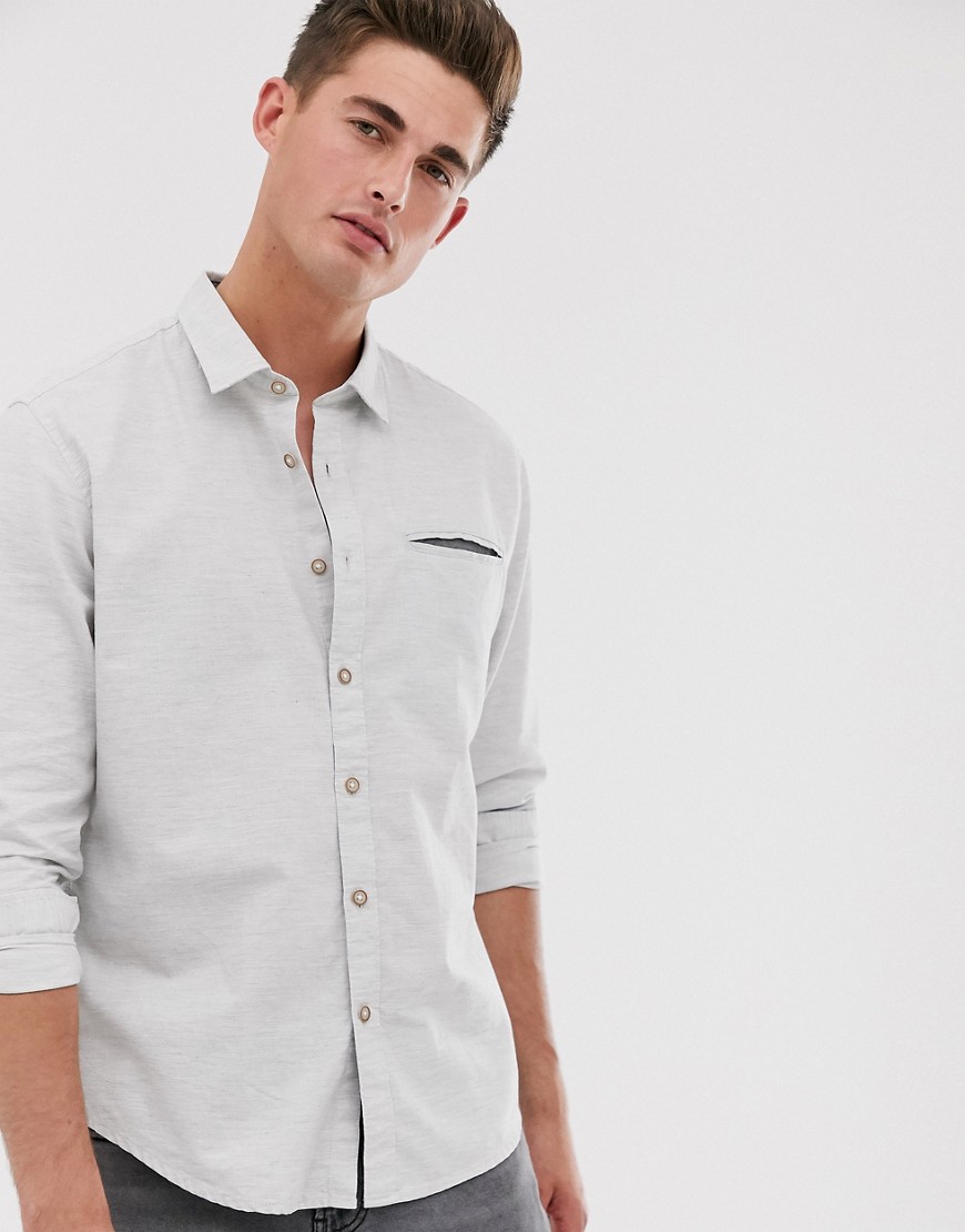 Esprit slim fit shirt with contrast buttons in grey