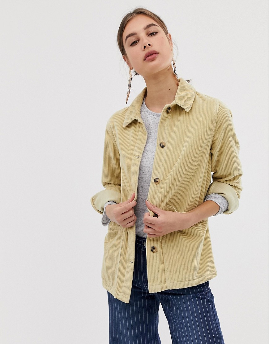 ASOS DESIGN cord shacket in washed yellow
