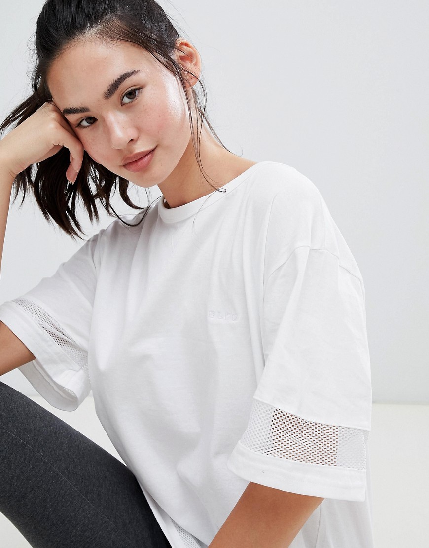 BLFD Oversized Longline T with Mesh inserts - White