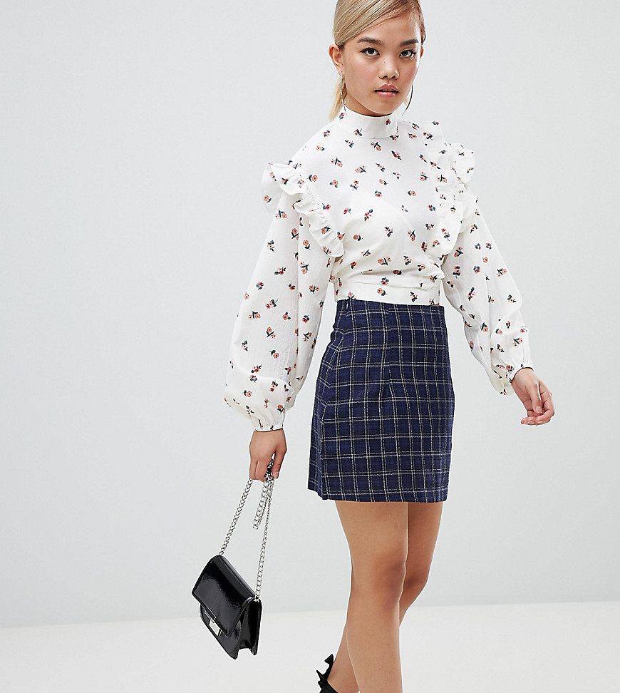 Fashion Union Petite Mini Skirt In Check