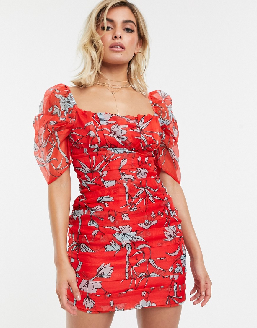 Charlie Holiday beach milkmaid dress in red floral