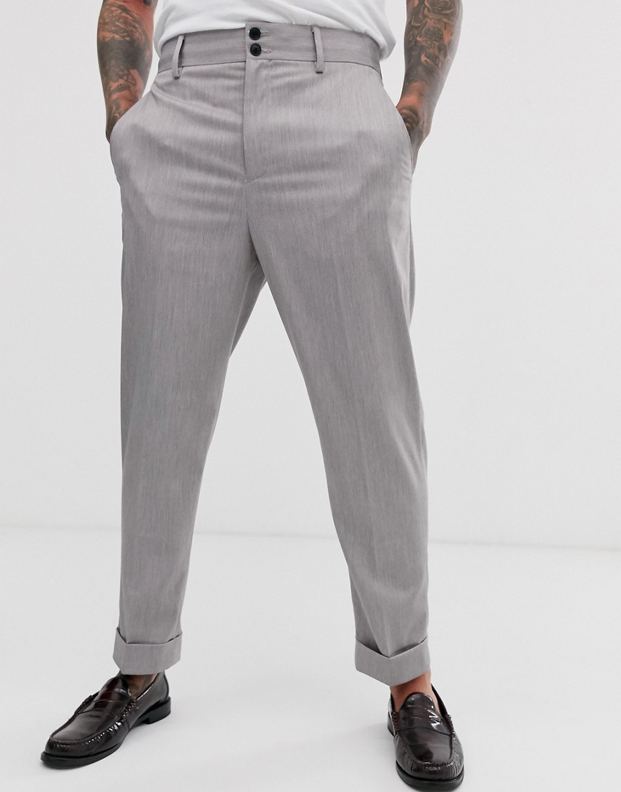 Topman slim smart trousers in grey
