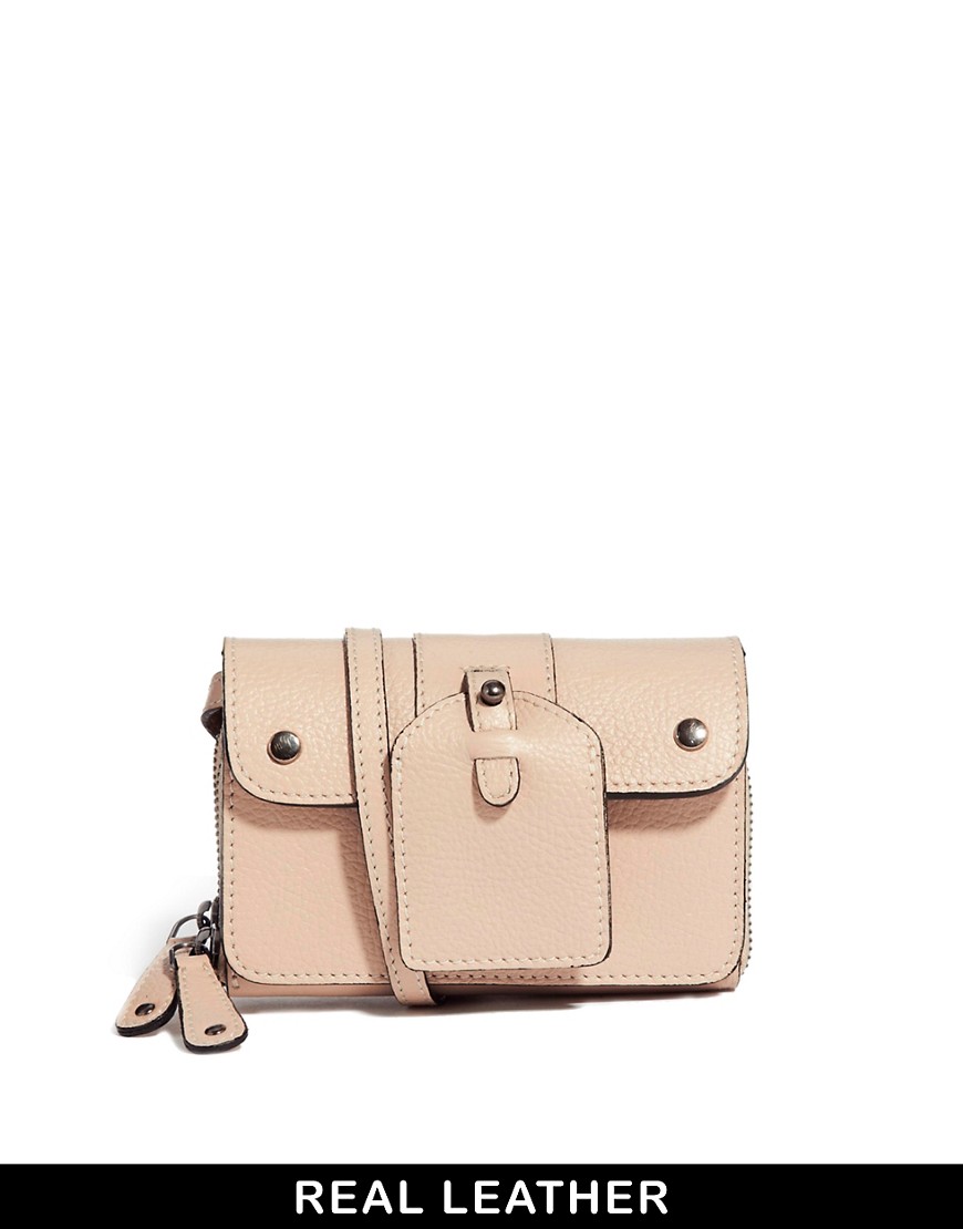ASOS | ASOS Leather Mini Cross Body Bag With Front Luggage Tag at ASOS