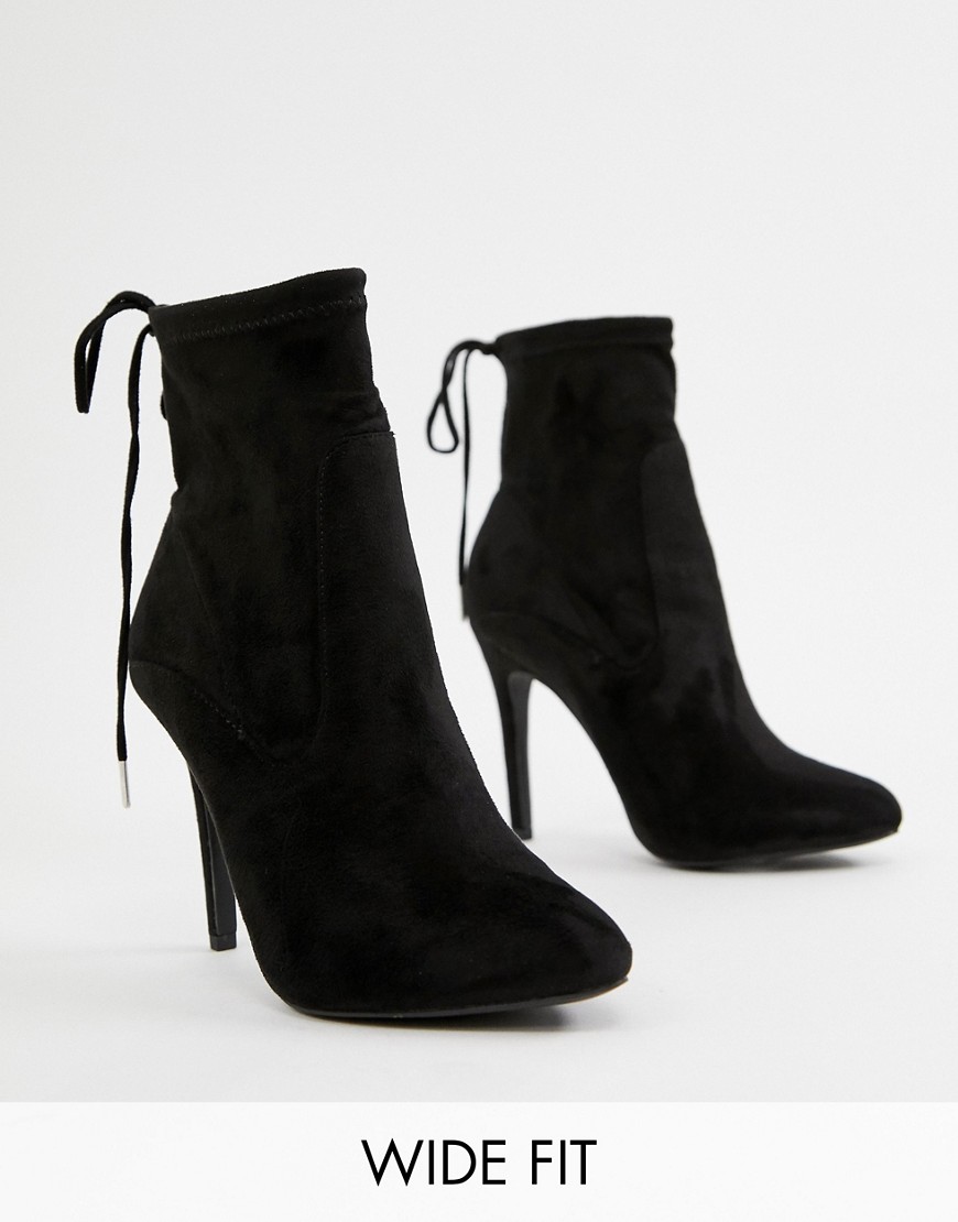 New Look wide fit heeled sock boot in black
