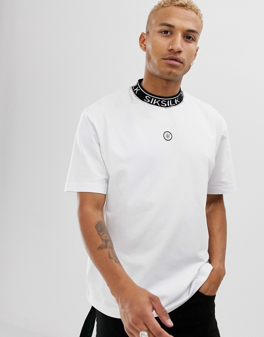 SikSilk x Dani Alves oversized t-shirt in white with ribbed neck