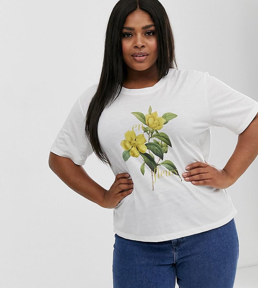 Neon Rose Plus relaxed t-shirt with vintage fleur print