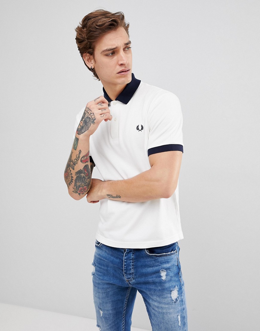 Fred Perry Reissues Polo Contrast Rib In White/navy - White