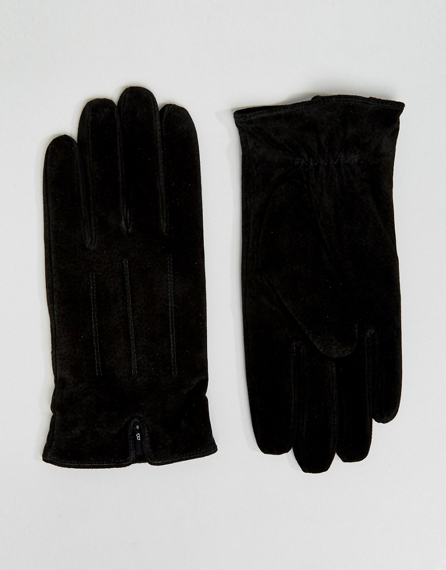 Barneys Suede Gloves In Black