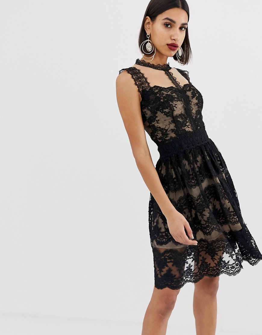 Bronx & Banco Annabell lace detail mini dress