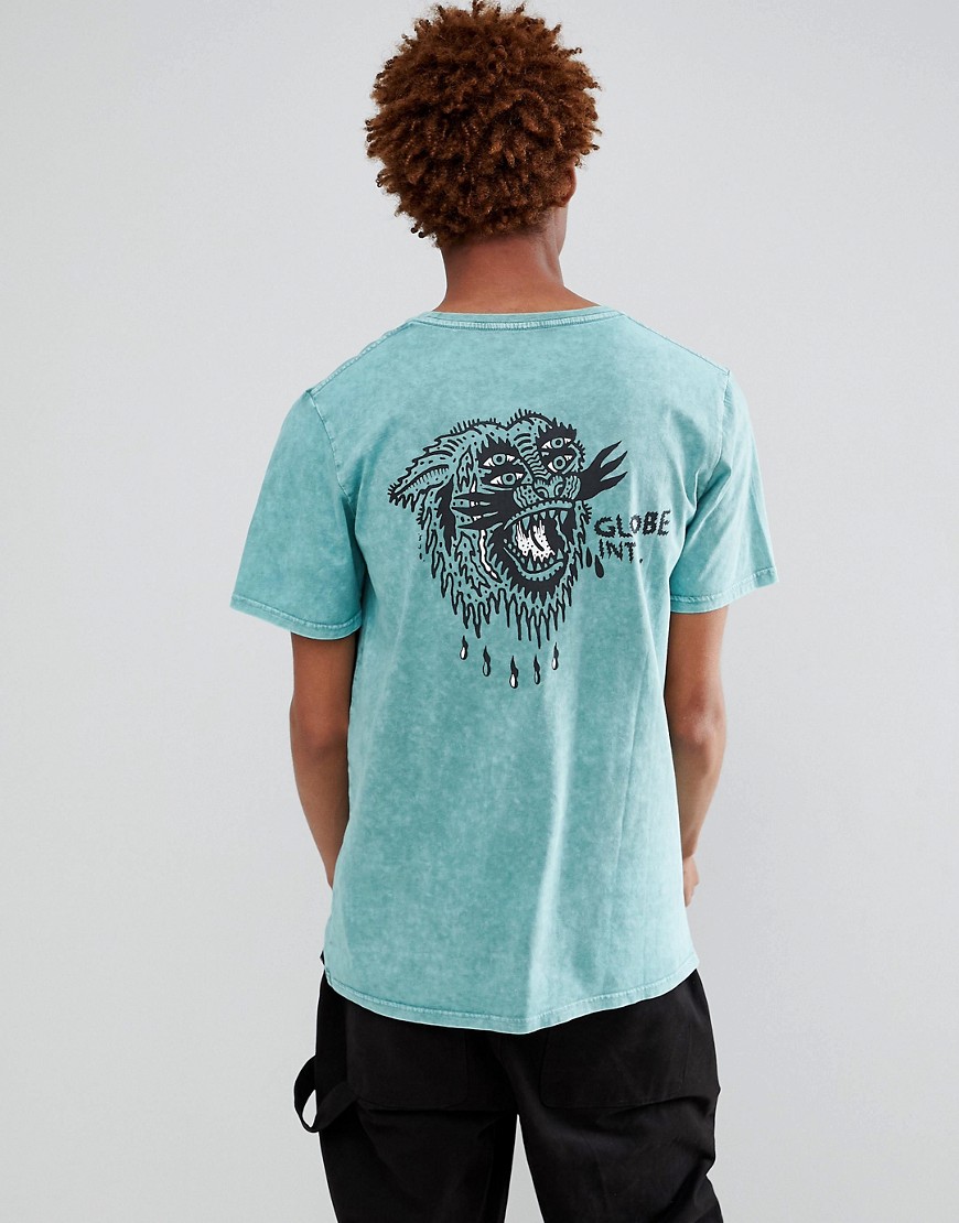 Globe Howler Back Print T-Shirt in Blue - Blue