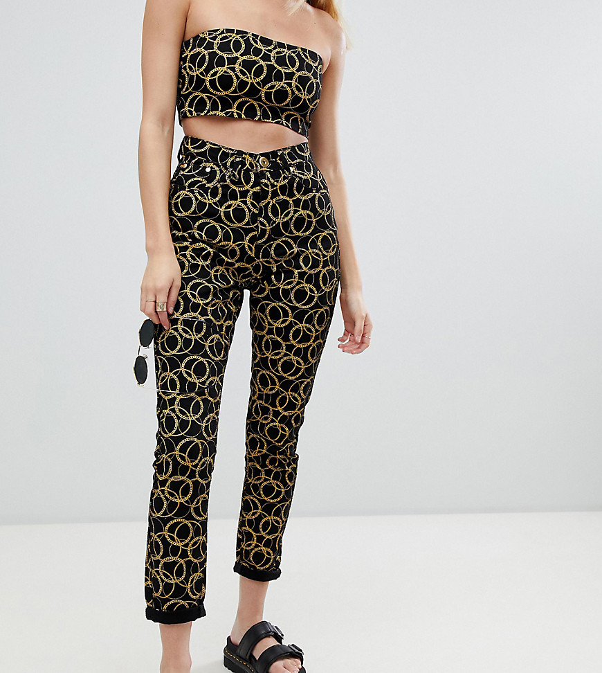 One Above Another mom jeans in chain denim co-ord