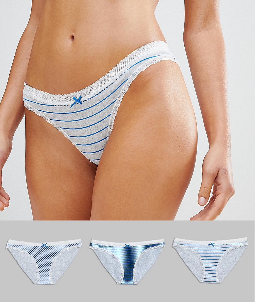 Pepe Jeans 3 pack knickers in stripe and spot