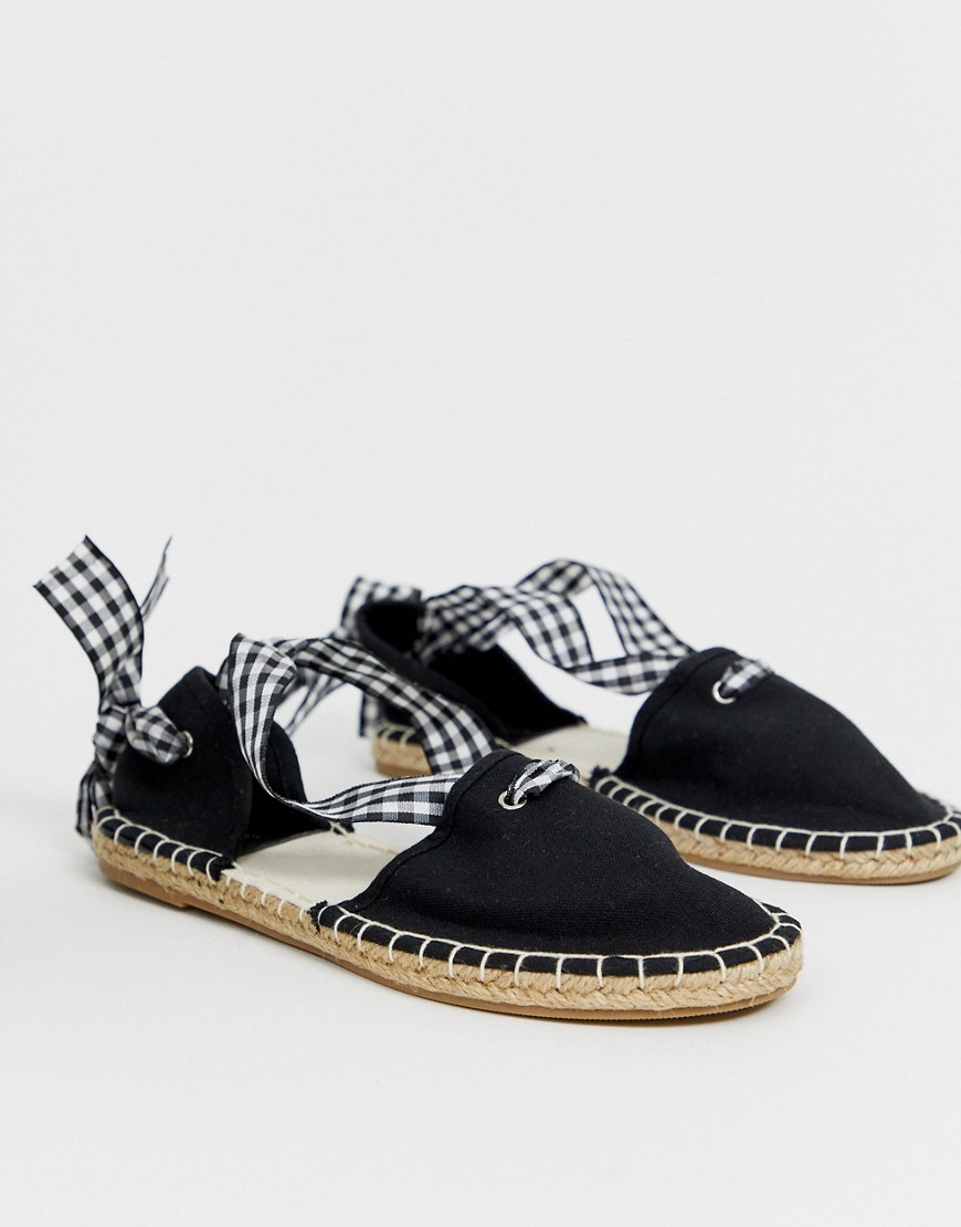 South beach espadrille with gingham tie