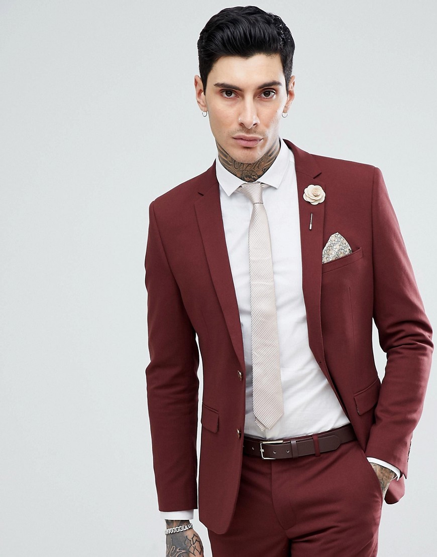 Harry Brown Rust Stretch Skinny Fit Suit Jacket