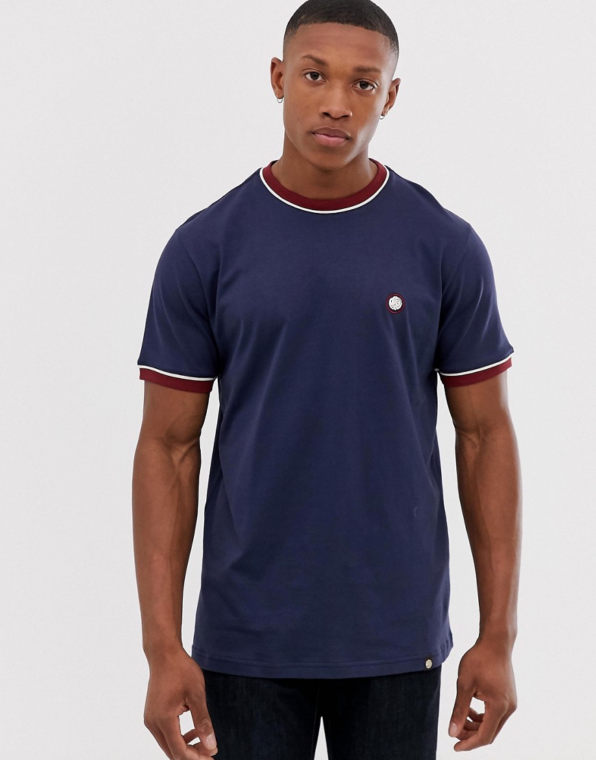 Pretty Green contrast piped t-shirt in navy